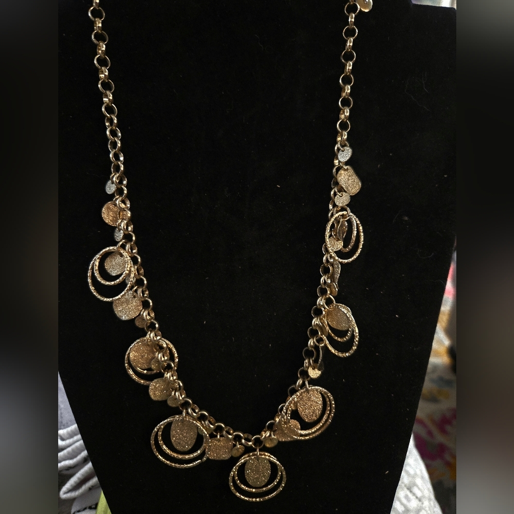 Gold Disc and Loop Pendant Necklace - Women Jewelry